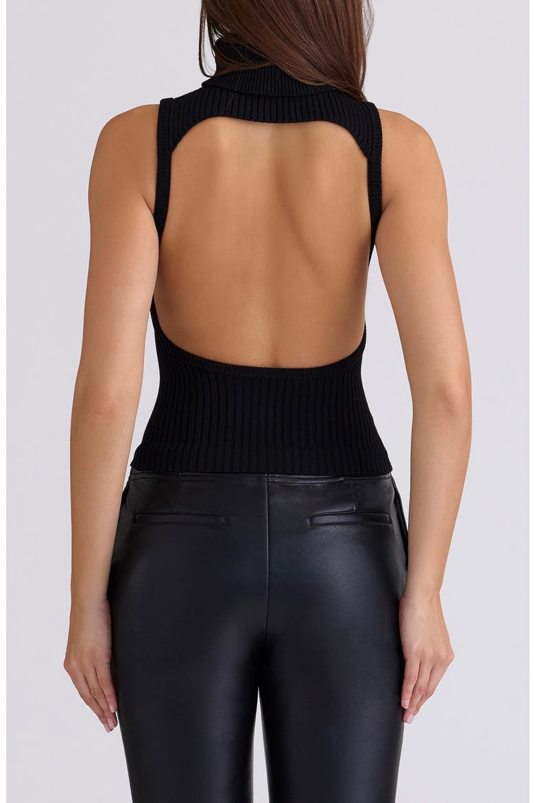 Dina Backless Rib Turtleneck Sweater, Alternate, color, BLACK