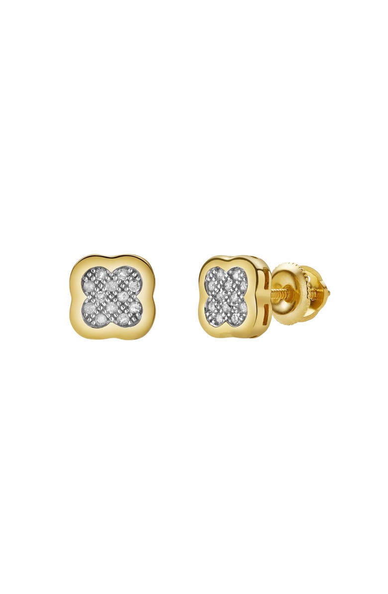 LuvMyJewelry Clovetail XL 10K Yellow Gold Cluster Diamond Unisex Earrings - 0.1 Cts, Main, color, 10K Yellow Gold
