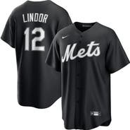 Nike Men's Nike Francisco Lindor Black New York Mets  Replica Player Jersey