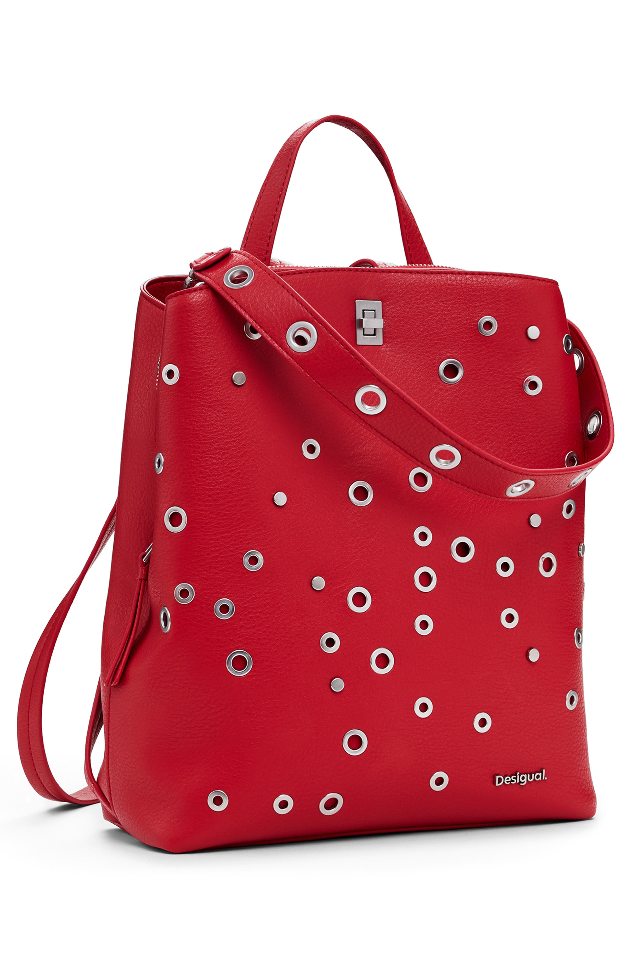 Desigual Medium Stud Faux Leather Backpack, Alternate, color, 