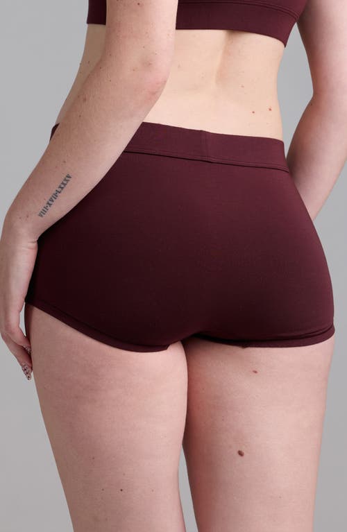 Woxer Luxe Bold Stretch Modal Boyshorts In Burgundy