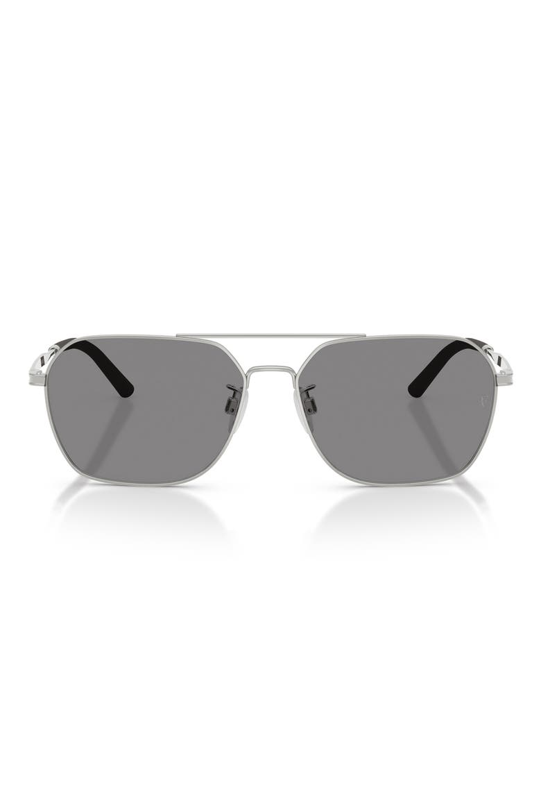 58mm Roger Federer R-17 Polarized Square Sunglasses, Main, color, SILVER / IRON WASH TO DARK