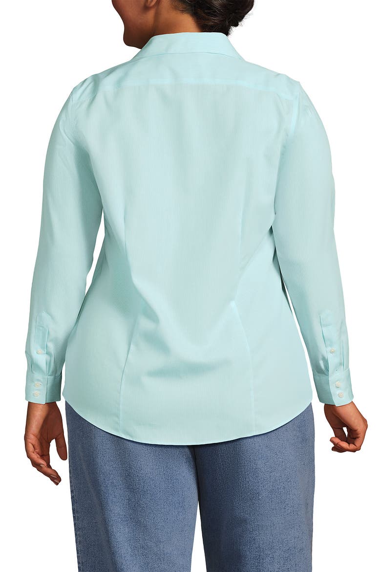 No Iron Supima Cotton Long Sleeve Shirt, Alternate, color, Bright Aqua Breeze Mini Stripe