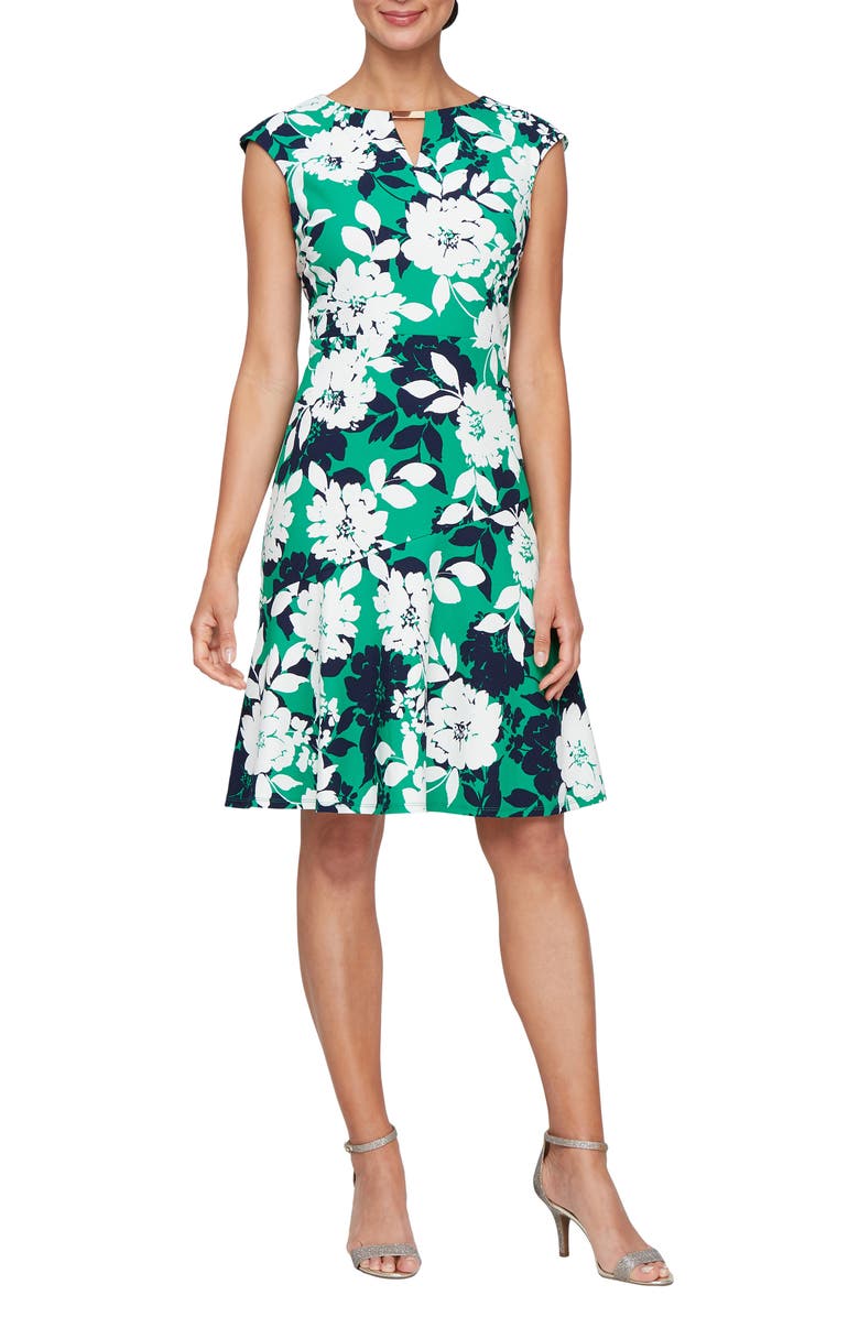 SL FASHIONS Notch Neck Flounce Minidress, Main, color,