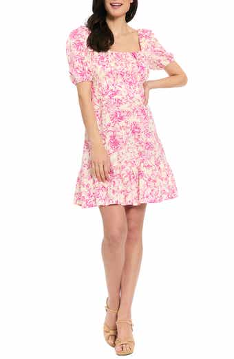 London Times Puff Sleeve Empire Waist Dress