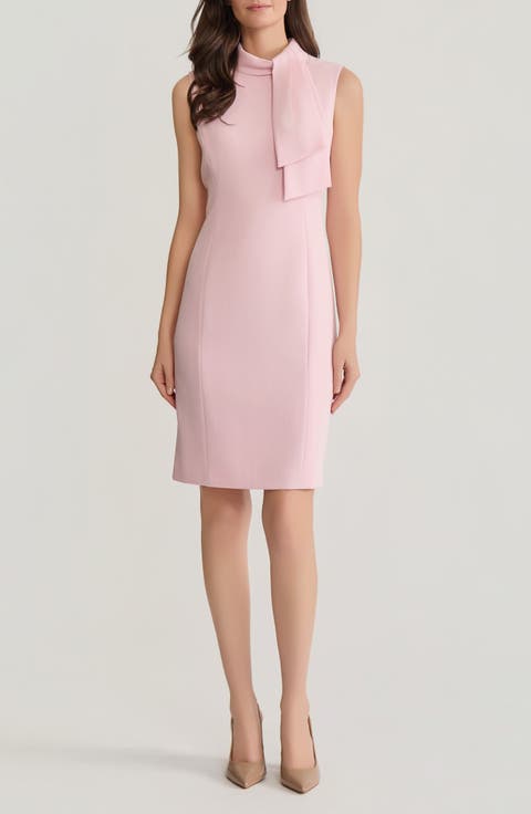 Neck Tie Sleeveless Sheath Dress (Regular & Petite)