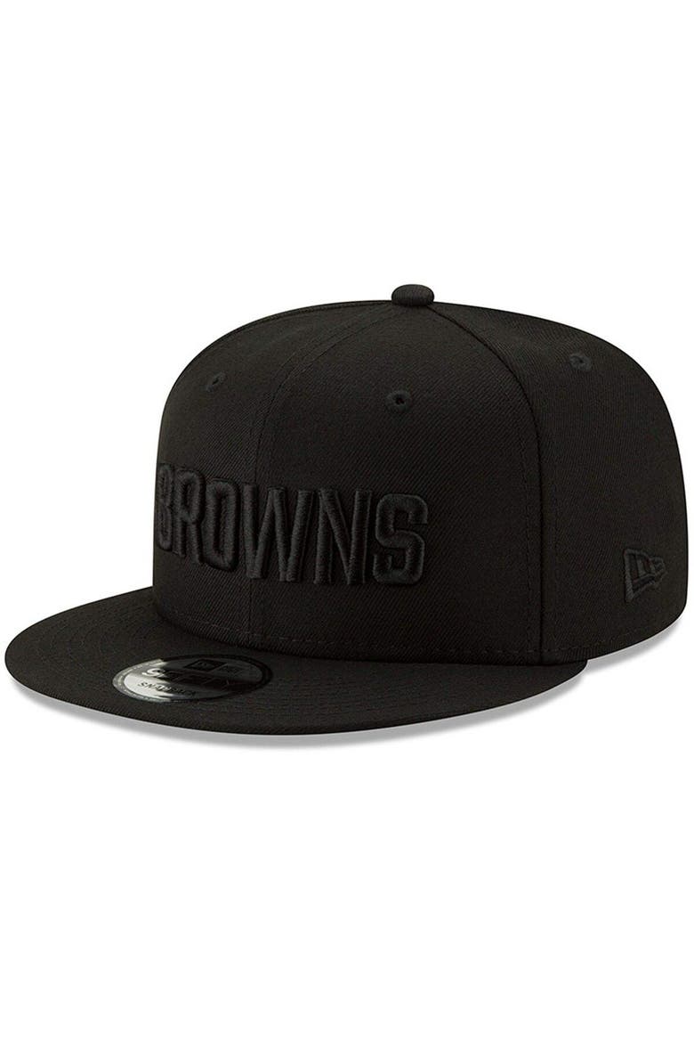 Men's New Era Black Cleveland Browns Black On Black 9FIFTY Adjustable Hat, Alternate, color, BLACK