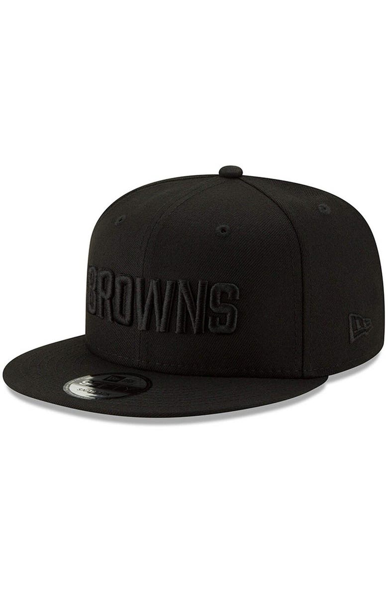 New Era Men's New Era Black Cleveland Browns Black On Black 9FIFTY Adjustable Hat, Alternate, color, 