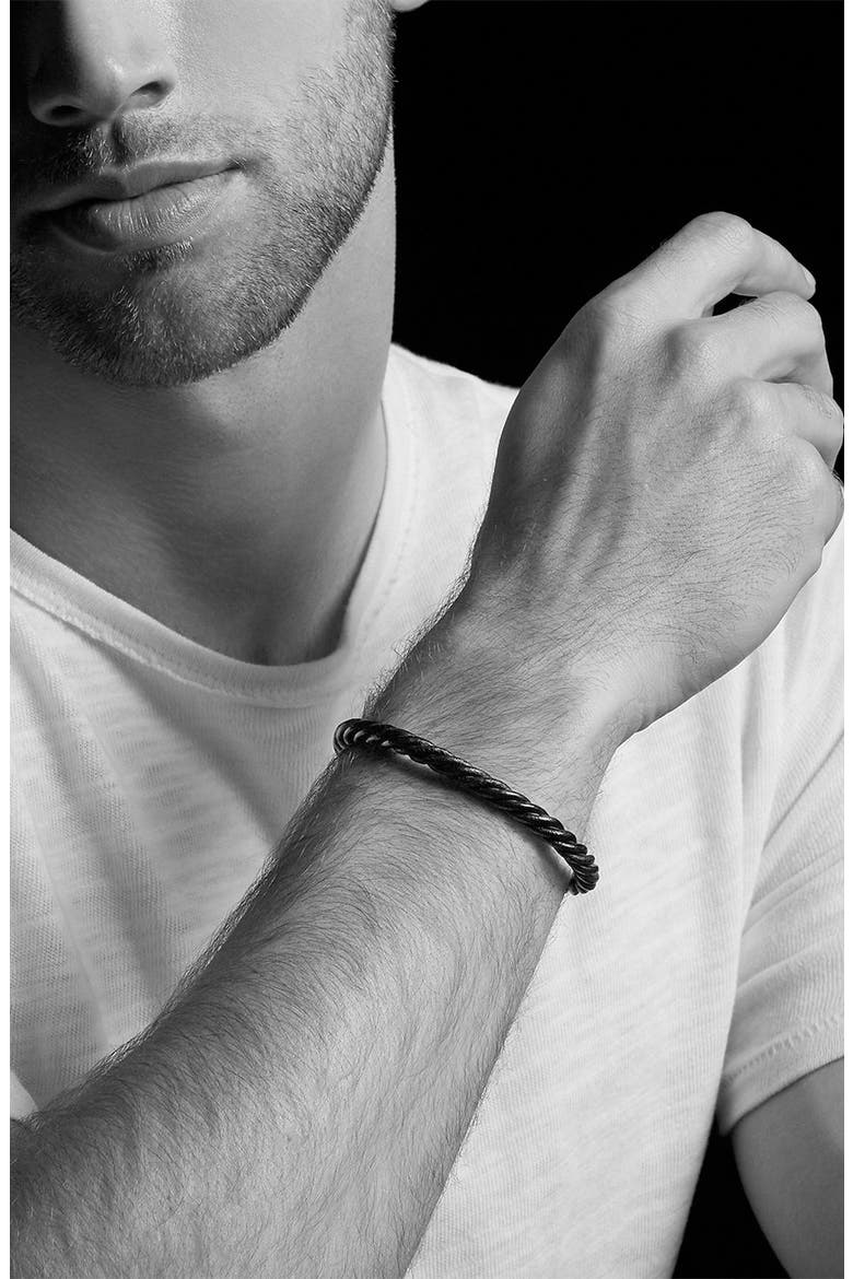 Leather Cuff Bracelet, Alternate, color, SILVER/ BLACK LEATHER