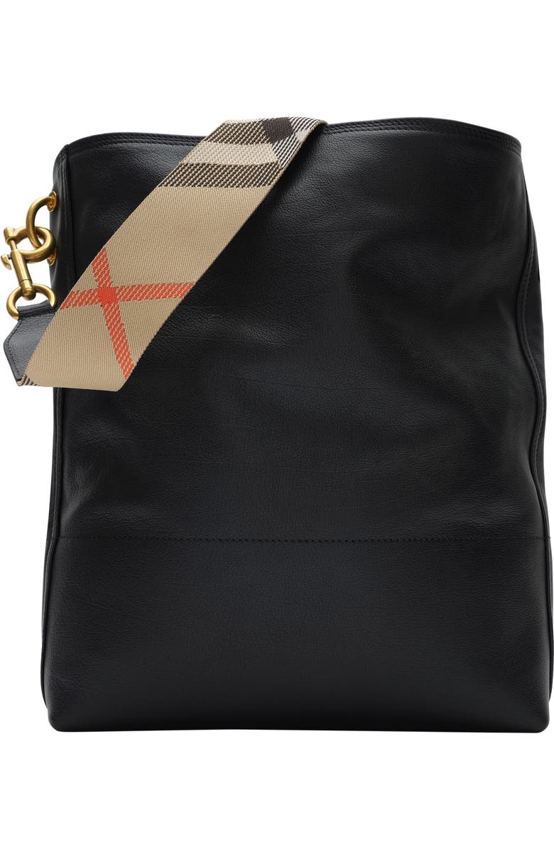 Burberry Medium B Clip Bucket Bag, Alternate, color, Black