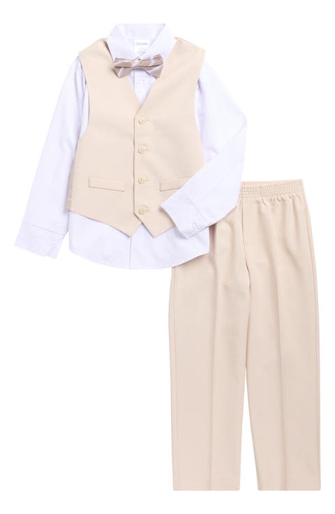 Kids' Dotted Plaid Vest, Pants, Dress Shirt & Bow Tie Set (Toddler & Little Kid)