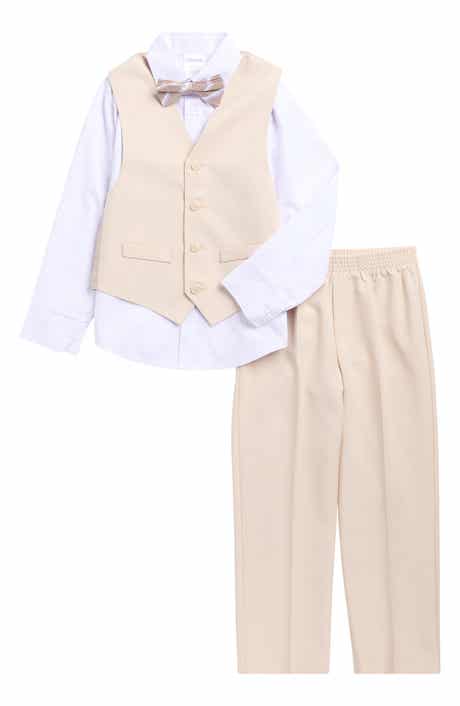 Calvin Klein Kids' Dotted Plaid Vest, Pants, Dress Shirt & Bow Tie Set