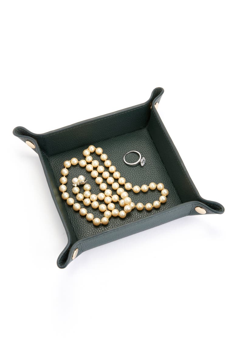 Catchall Leather Valet Tray, Alternate, color, DARK GREEN