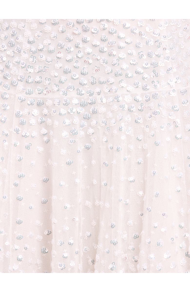 Needle & Thread Sunrise Sequin Strapless Cape Gown, Alternate, color, Swan White