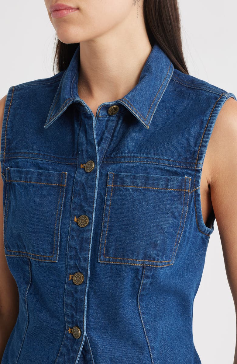 Cleobella Franka Denim Vest, Alternate, color, Dark Denim