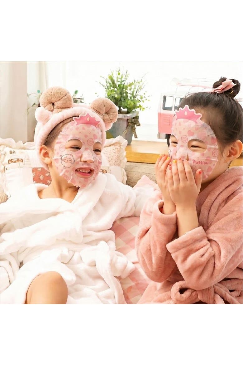 Kids Bunny Friends Sheet Mask & Spa Headband Gift Set, Alternate, color, Strawberry Aloe 14 sheets