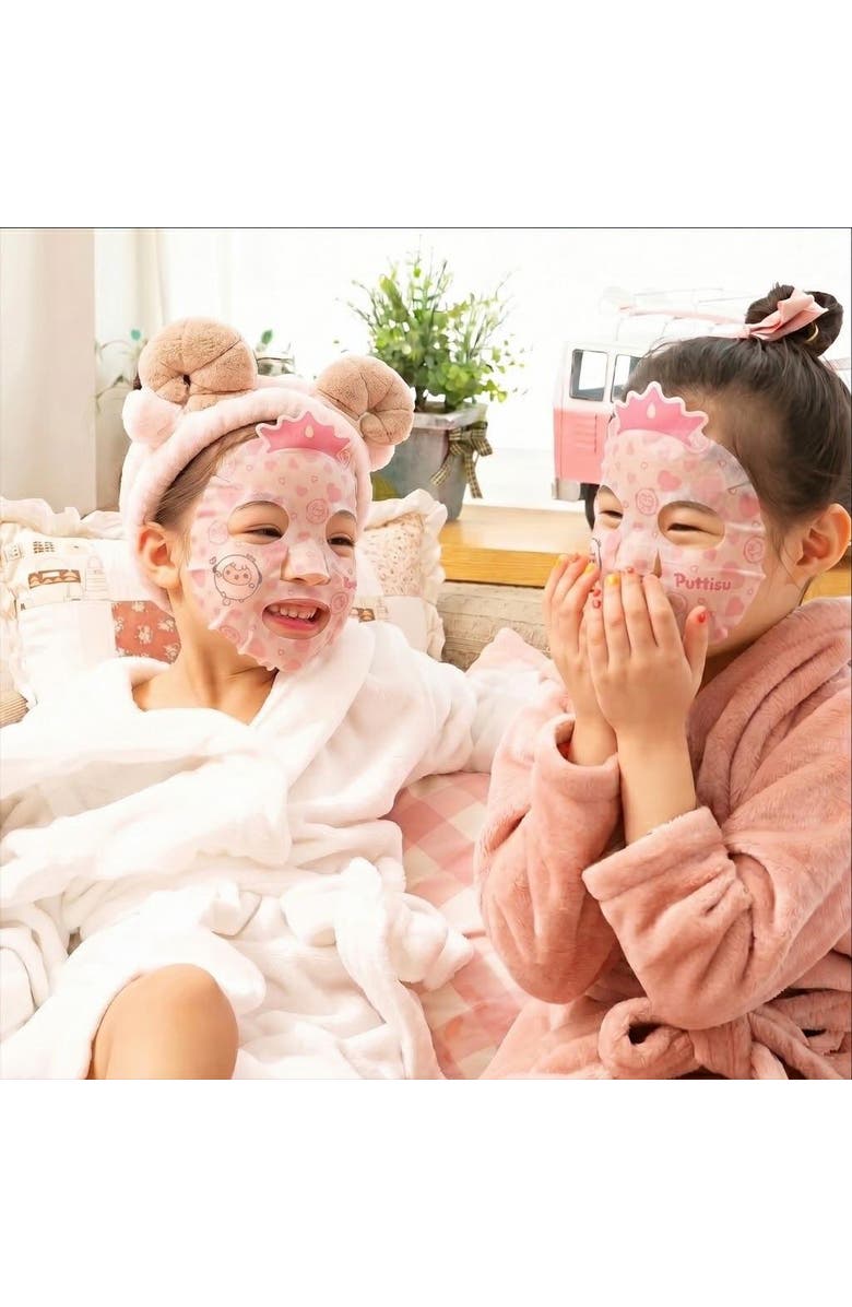 Puttisu Kids Bunny Friends Sheet Mask & Spa Headband Gift Set, Alternate, color, Strawberry Aloe 14 Sheets