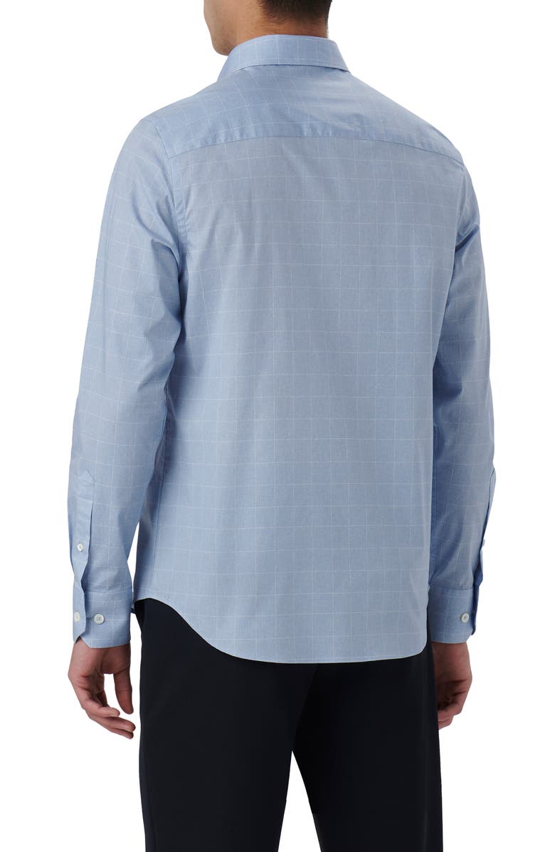 Bugatchi Julian Shaped Fit Check Stretch Cotton Button-Up Shirt, Alternate, color, Air-Blue