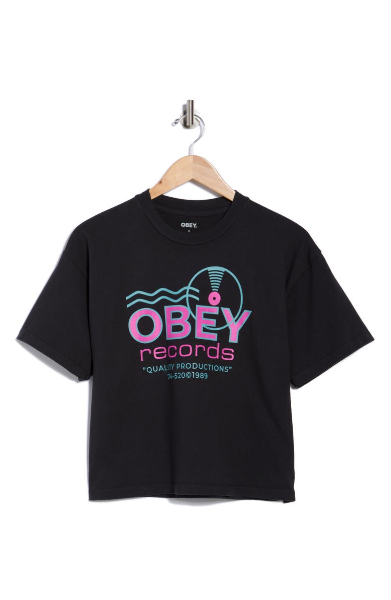 Obey Records Sound Waves Graphic T-Shirt, Alternate, color, Black