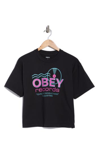 Obey Records Sound Waves Graphic T-shirt In Black