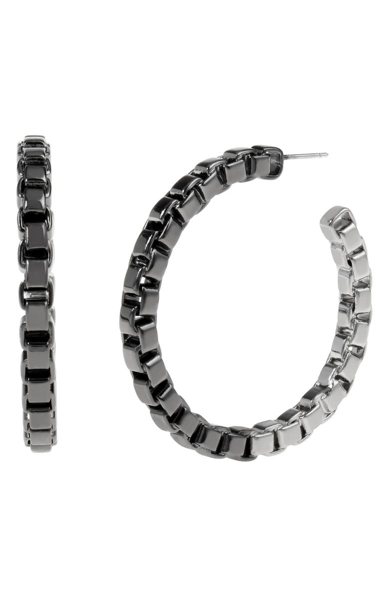 AllSaints Box Chain Hoop Earrings, Main, color, Two Tone