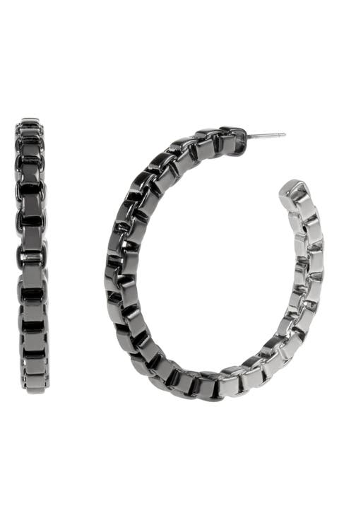 Box Chain Hoop Earrings