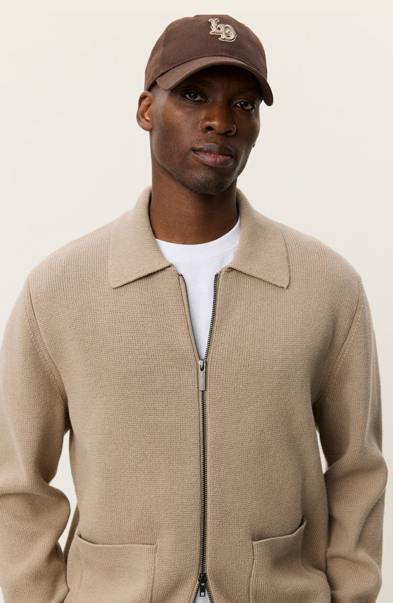 Les Deux Fischer Cotton Milano Knit Overshirt, Alternate, color, Dark Sand