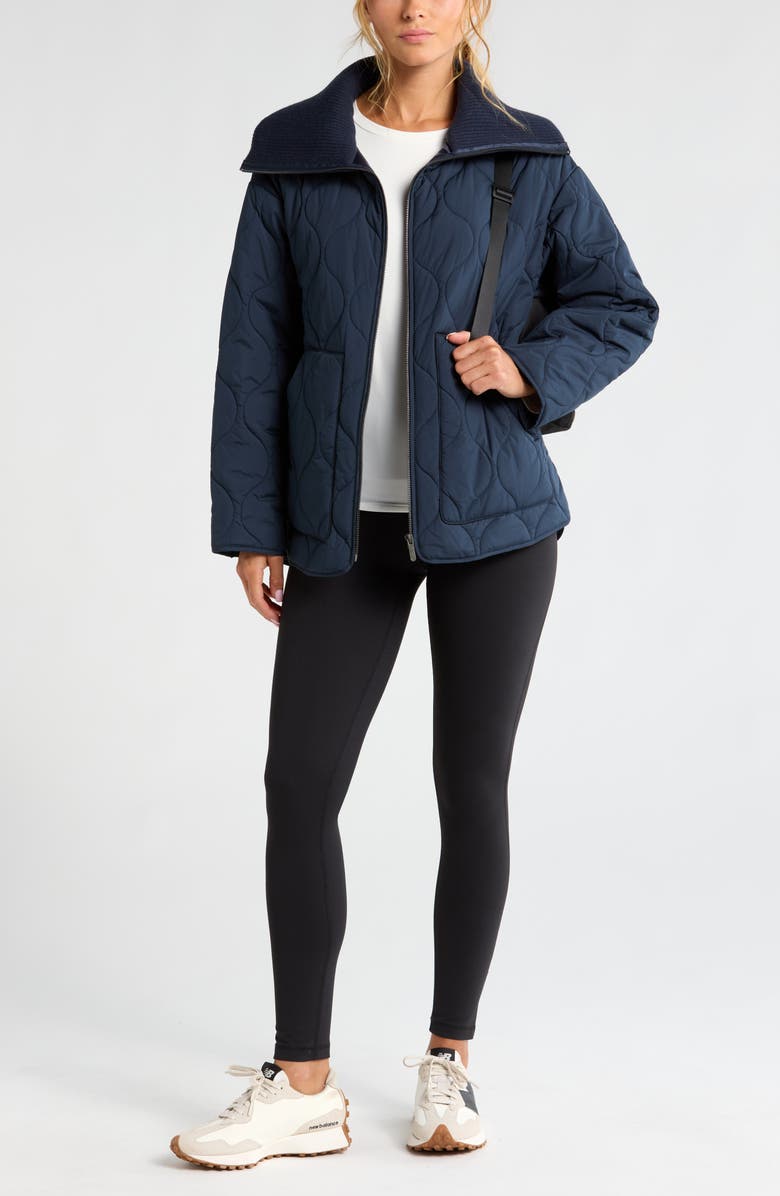 Zella Onion Quilted Jacket, Alternate, color, Navy Sapphire