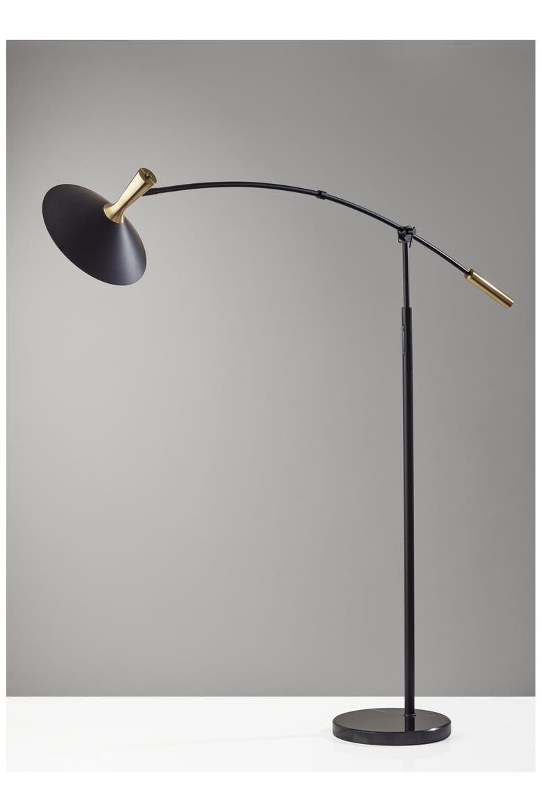 Bradley LED Arc Lamp, Alternate, color, BLACK W. ANTIQUE BRASS ACCENTS