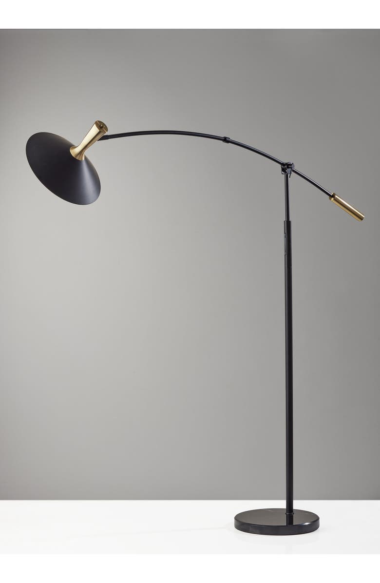 ADESSO LIGHTING Bradley LED Arc Lamp, Alternate, color, Black W. Antique Brass Accents