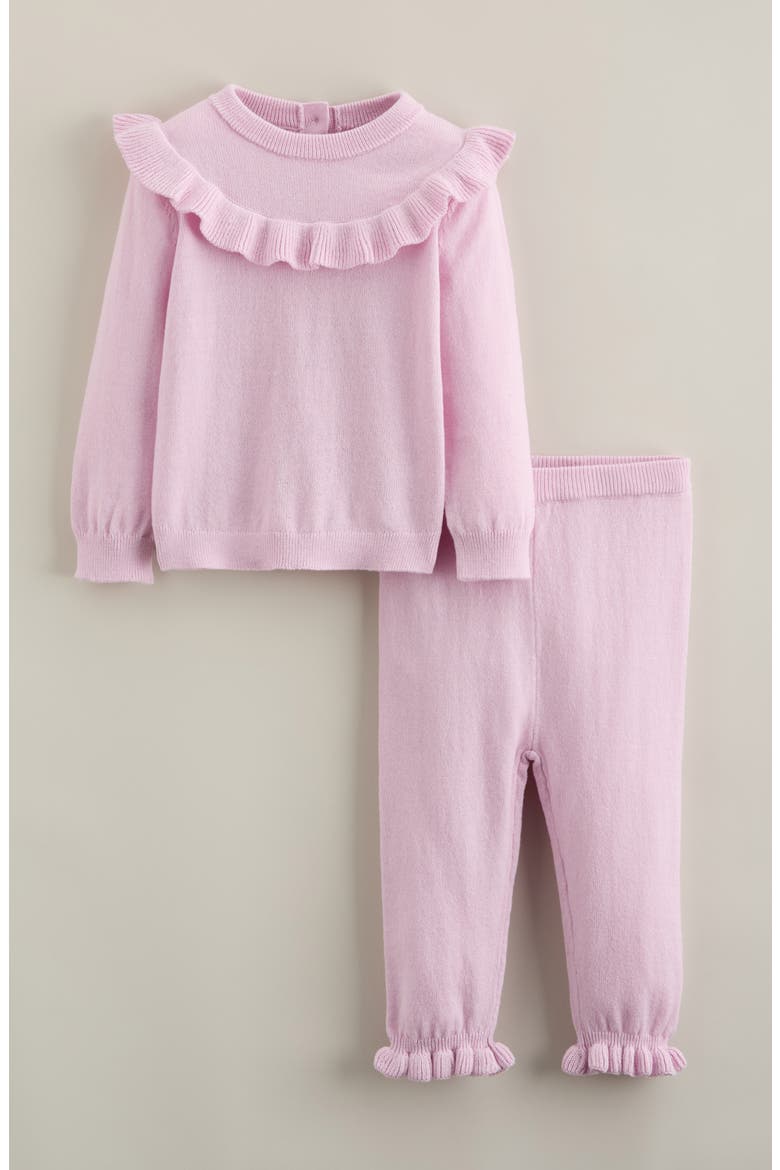 Ruffle Cotton Blend Sweater & Pants Set, Main, color, PINK WINDSOME