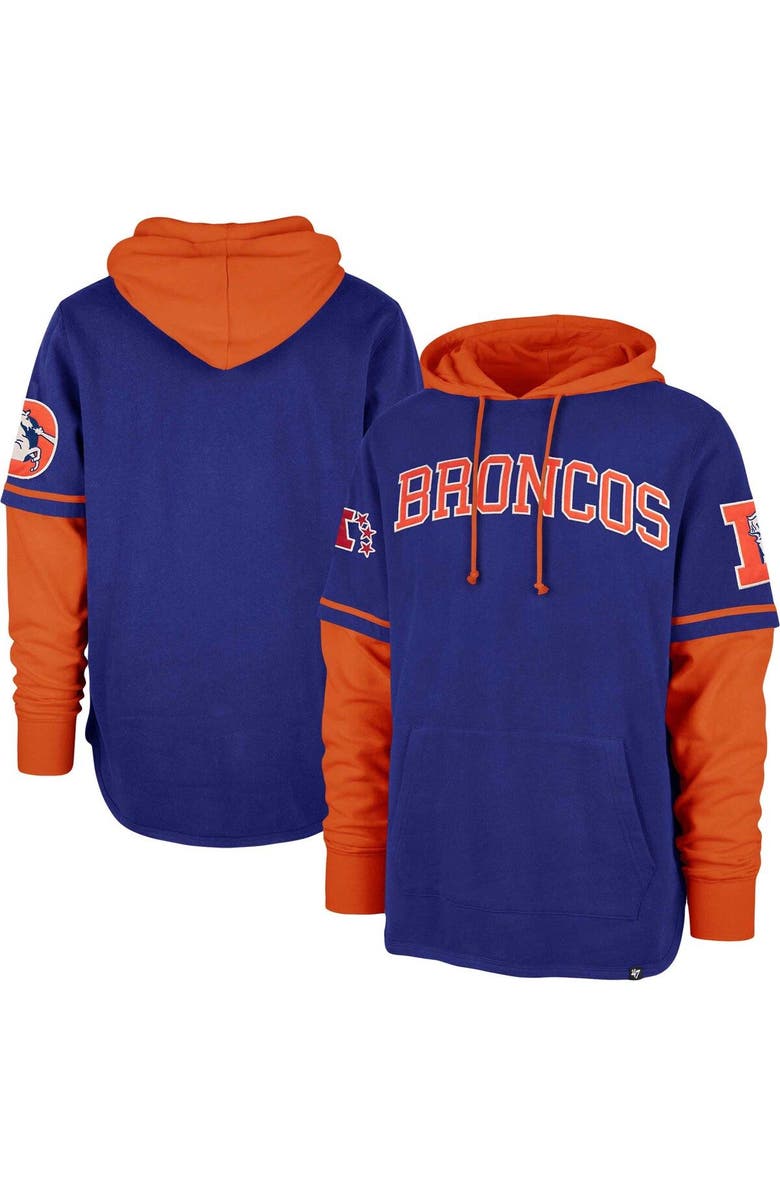 '47 Men's '47 Royal Denver Broncos Shortstop Pullover Hoodie, Alternate, color, 