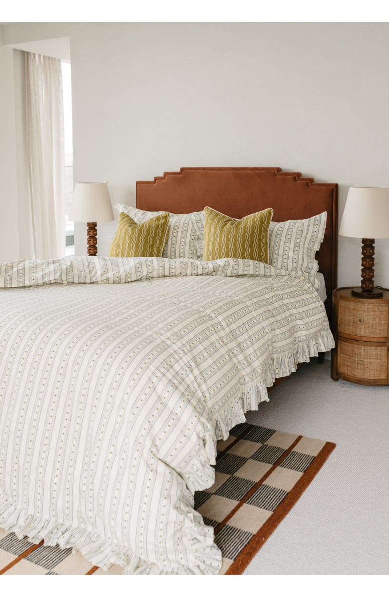 TBCo Cotton Striped Ruffle Bedding Set, Alternate, color, Navy Ditsy Floral