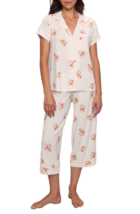 Gisele Printed Short Sleeve Cropped Pajamas