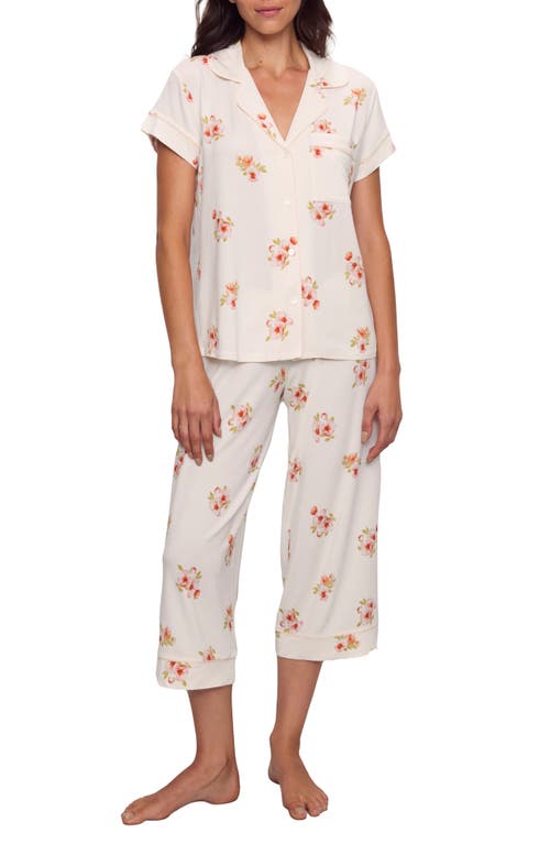Eberjey Gisele Printed Short Sleeve Cropped Pajamas