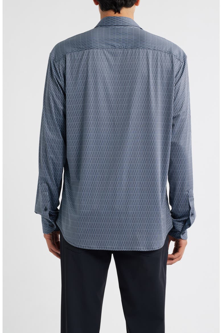 Geo Print Stretch Button-Up Shirt, Alternate, color, BLUE