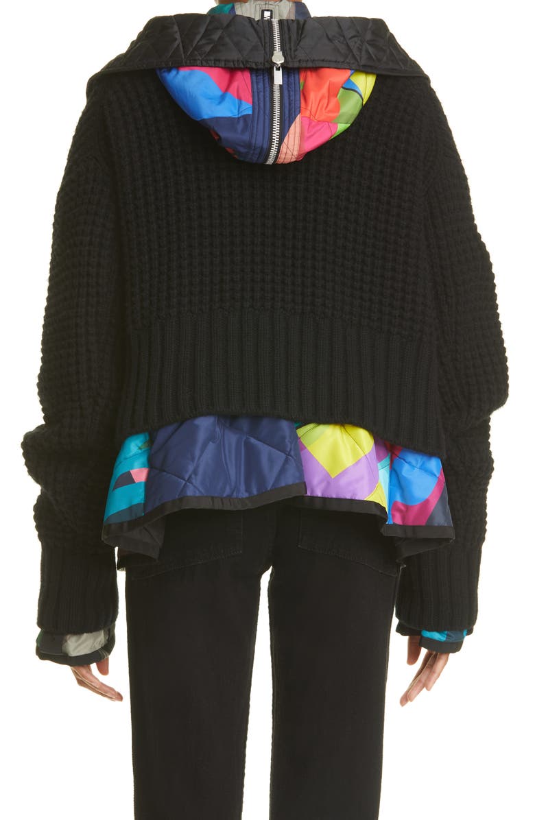 Sacai x KAWS Mixed Media Hooded Jacket, Alternate, color, 