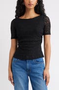 Open Edit Short Sleeve Lace Top