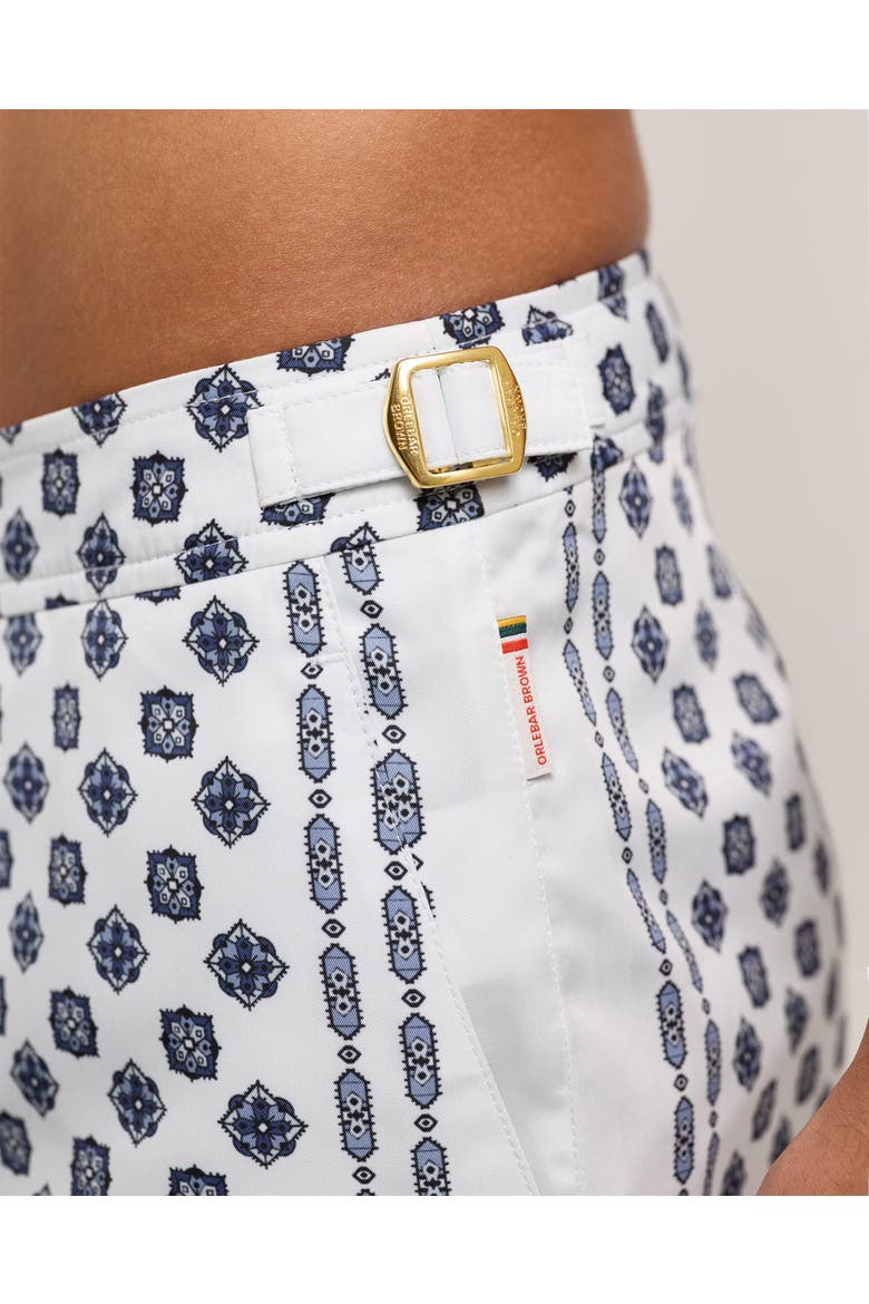 Bulldog Exclusive-Print Mid-Length Swim Shorts, Alternate, color, WHITE SAND