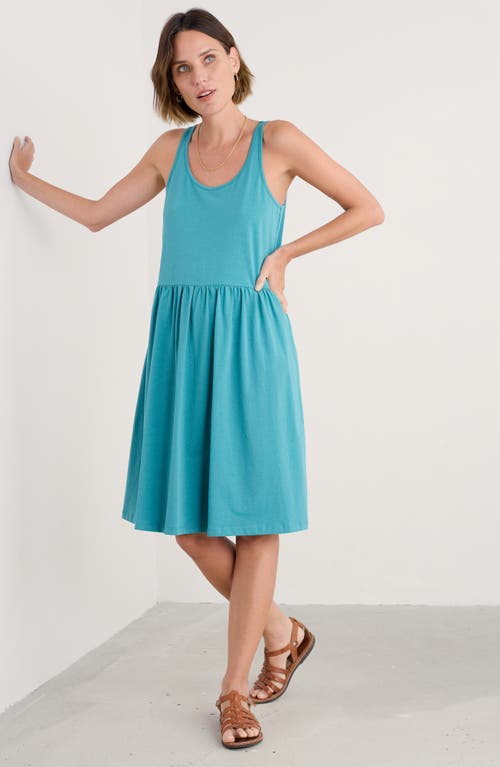 Seasalt Cornwall Sun Splendor Organic Cotton Stretch Jersey Tank Dress In Blue