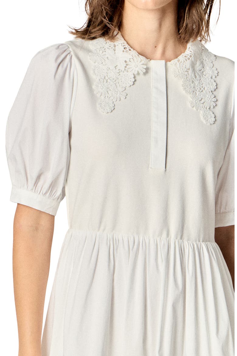 Short Sleeve Mixed Media Midi Dress, Alternate, color, WHITE