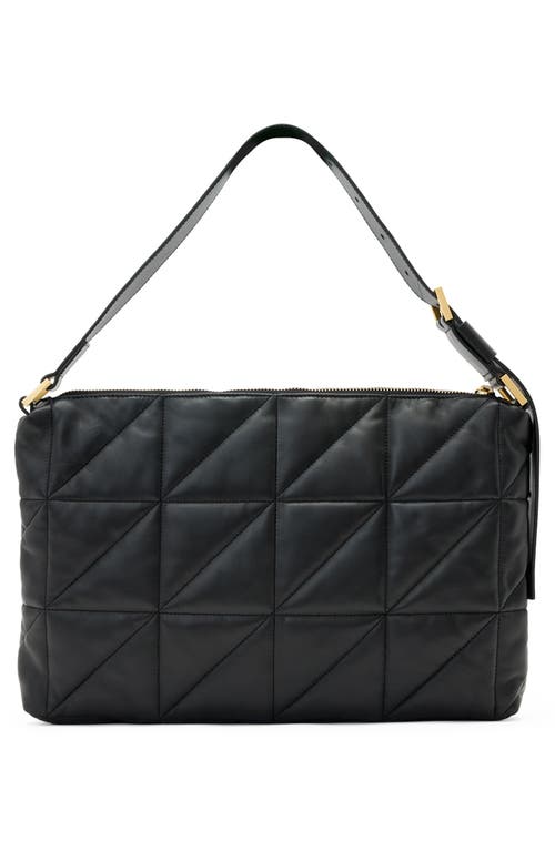 Allsaints Womens Black Edbury Quilted Leather Shoulder Bag In Black