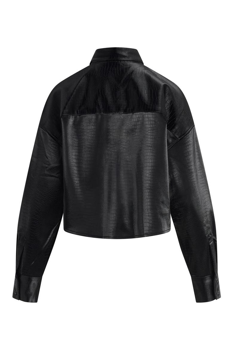 The Crop Oversize Faux Leather Shirt, Alternate, color, SAVANNAH
