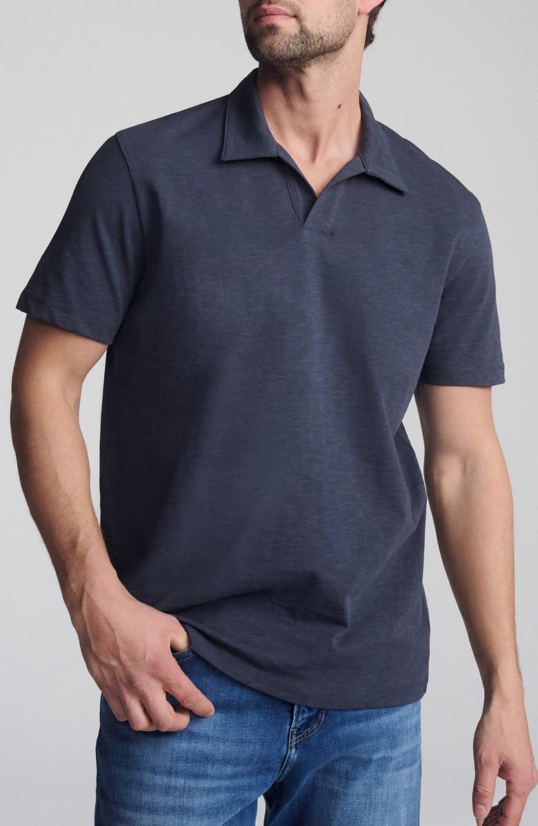 Mavi Jeans Solid Cotton Johnny Collar Polo, Main, color, India Ink