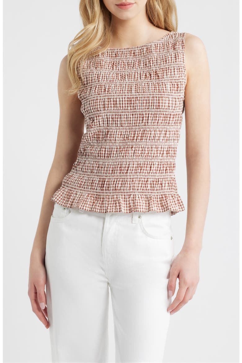 The Phoebe Cotton Gingham Nap Top, Main, color, RUST GINGHAM