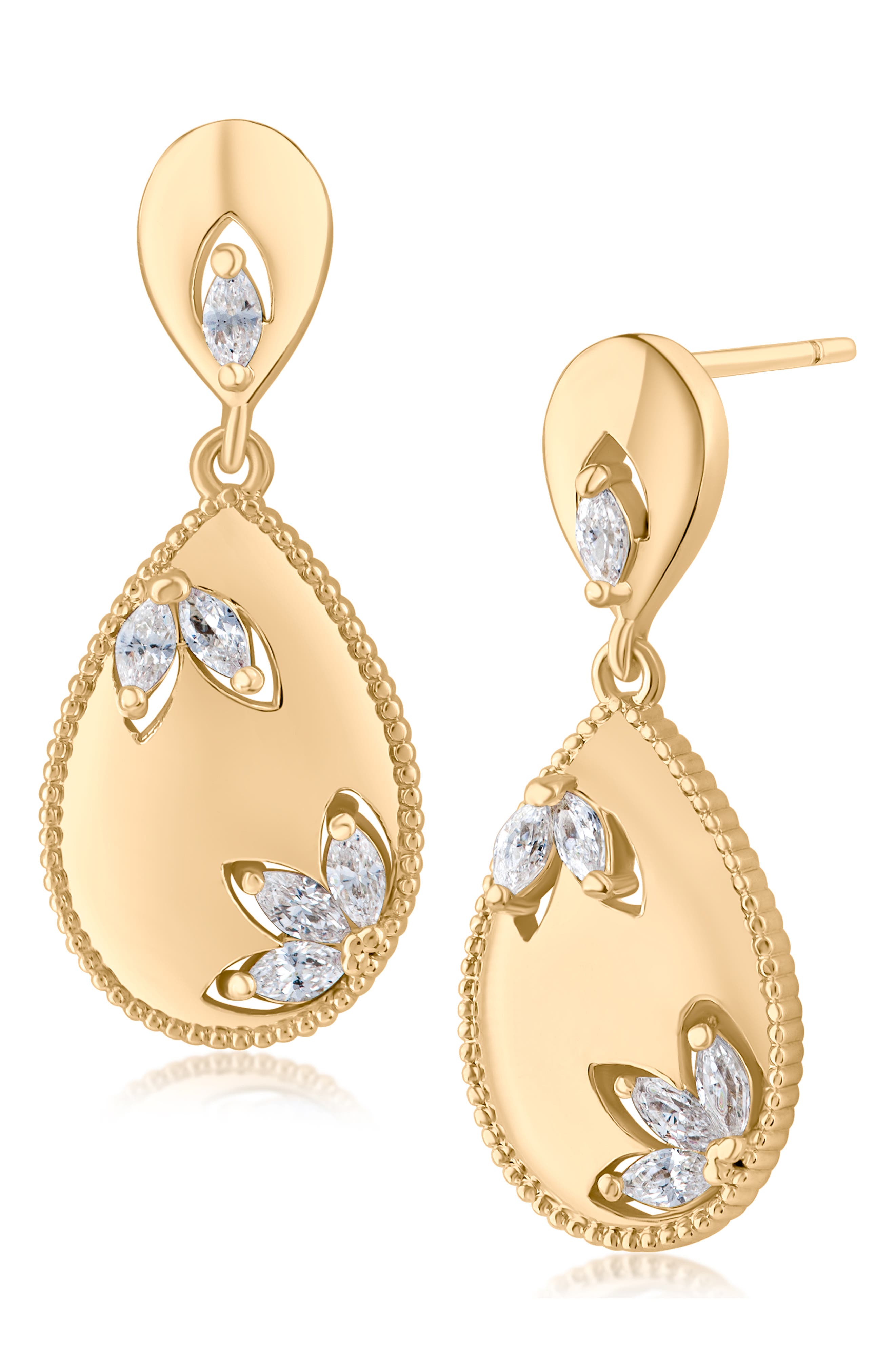 JARDIN Cubic Zirconia Teardrop Earrings