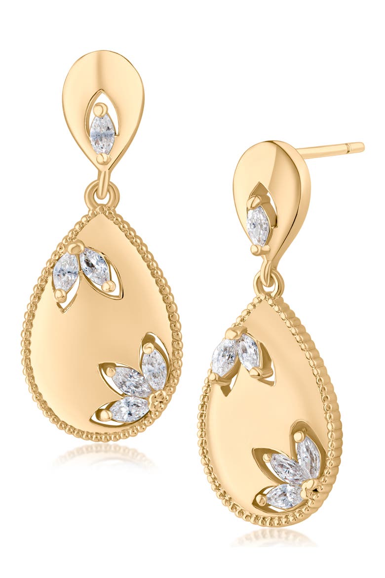Cubic Zirconia Teardrop Earrings (Nordstrom Exclusive), Main, color, CLEAR GOLD