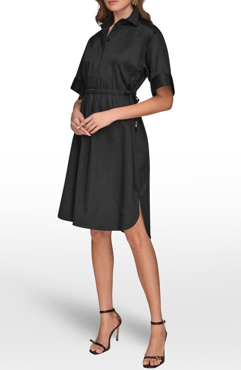 DONNA KARAN WEEKEND Short Sleeve Shirtdress, Alternate, color, Black