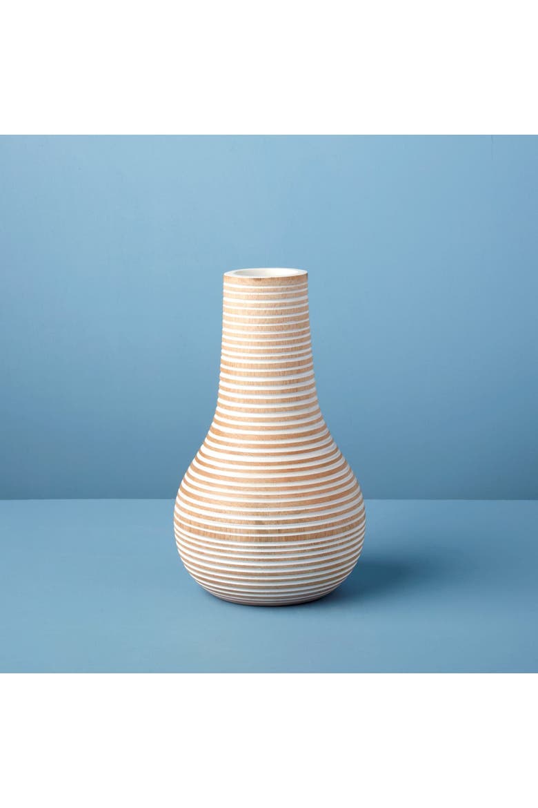 Striped Kiln Wood Bulb Vase, Alternate, color, White