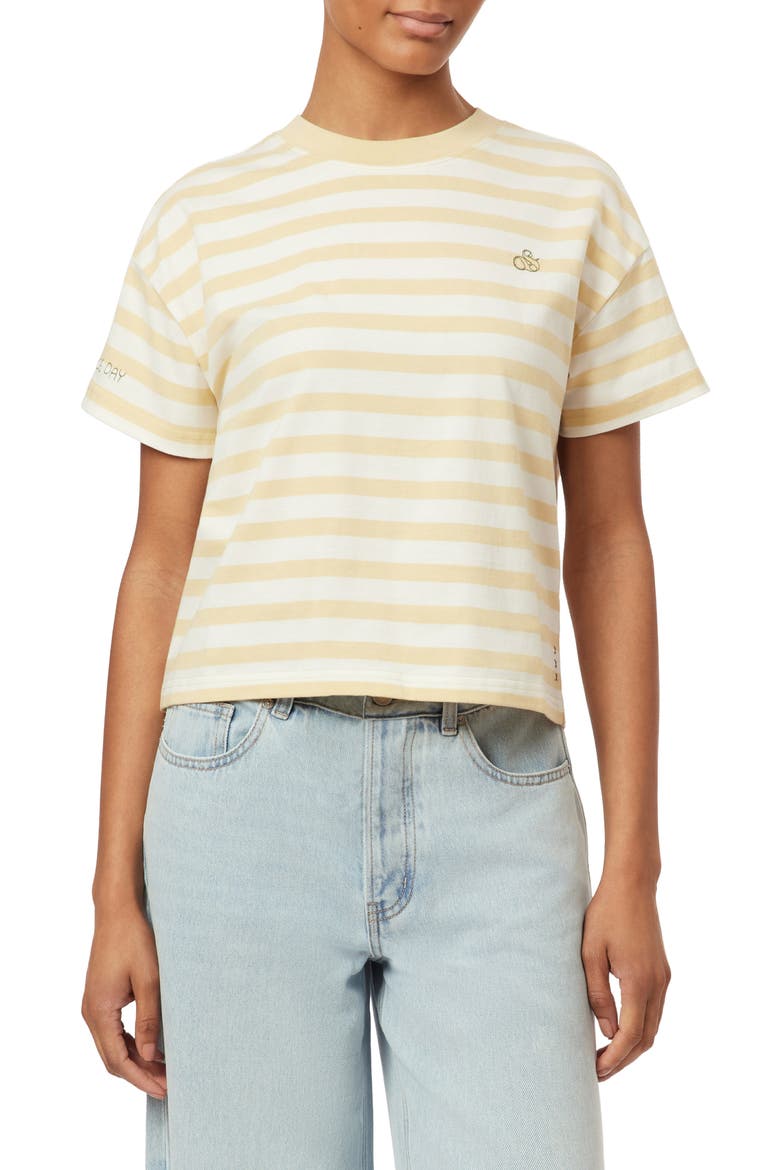 Boxy Yarn Dye Stripe T-Shirt, Main, color, YELLOW STRIPE/SUGAR SWIZZLE